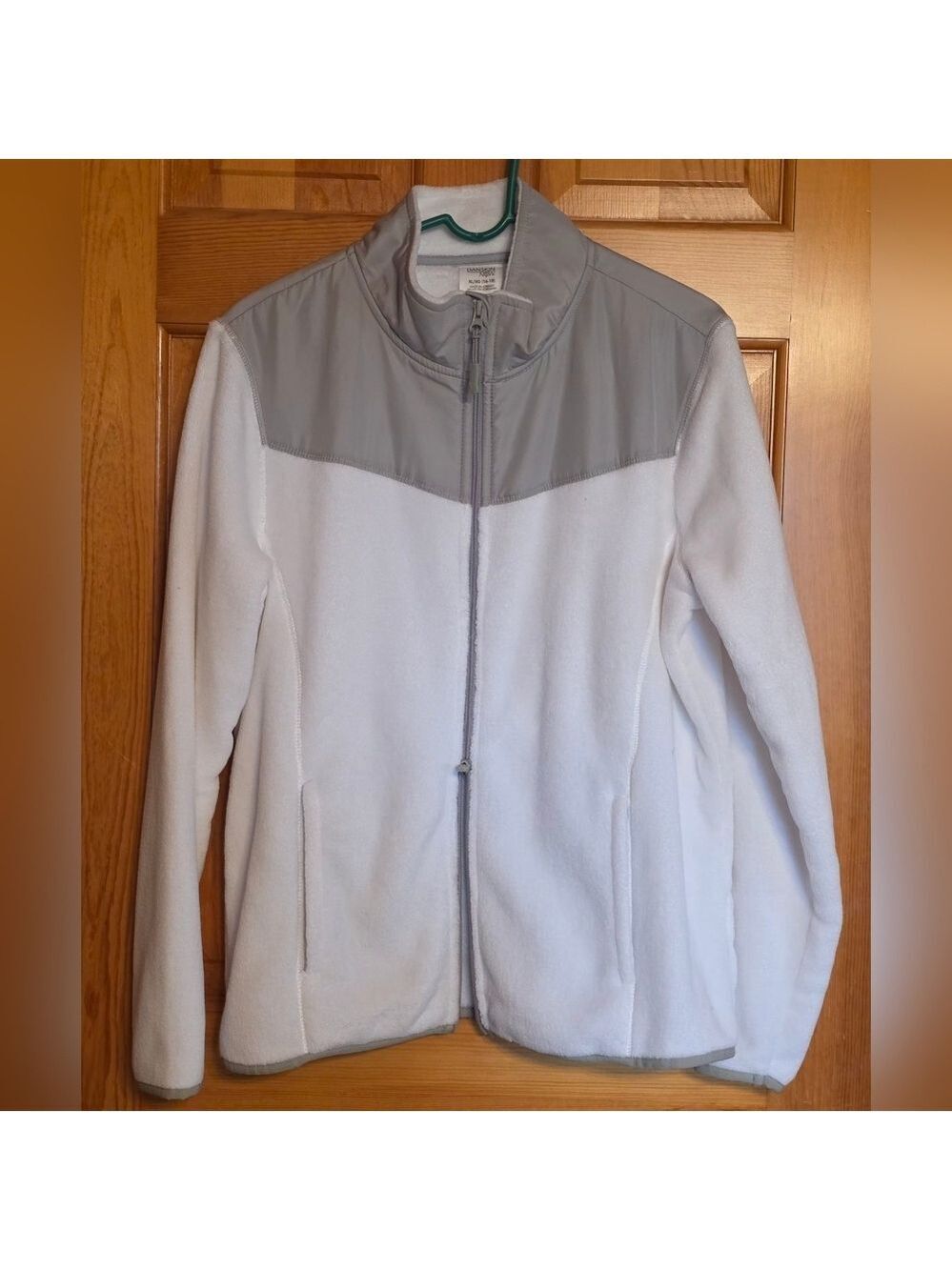 Danskin White and Light Gray Zip Front Fleece Jacket